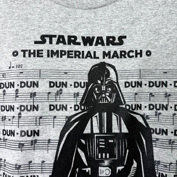 Star Wars Darth Vader The Imperial March Lyrics Funny Heather Gray T-Shirt Sz L - Picture 5 of 10